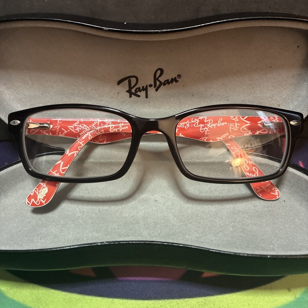 Rayban RB5228 Unisex Polished Black On Red 52 [] 18 140 With Hard Case D3